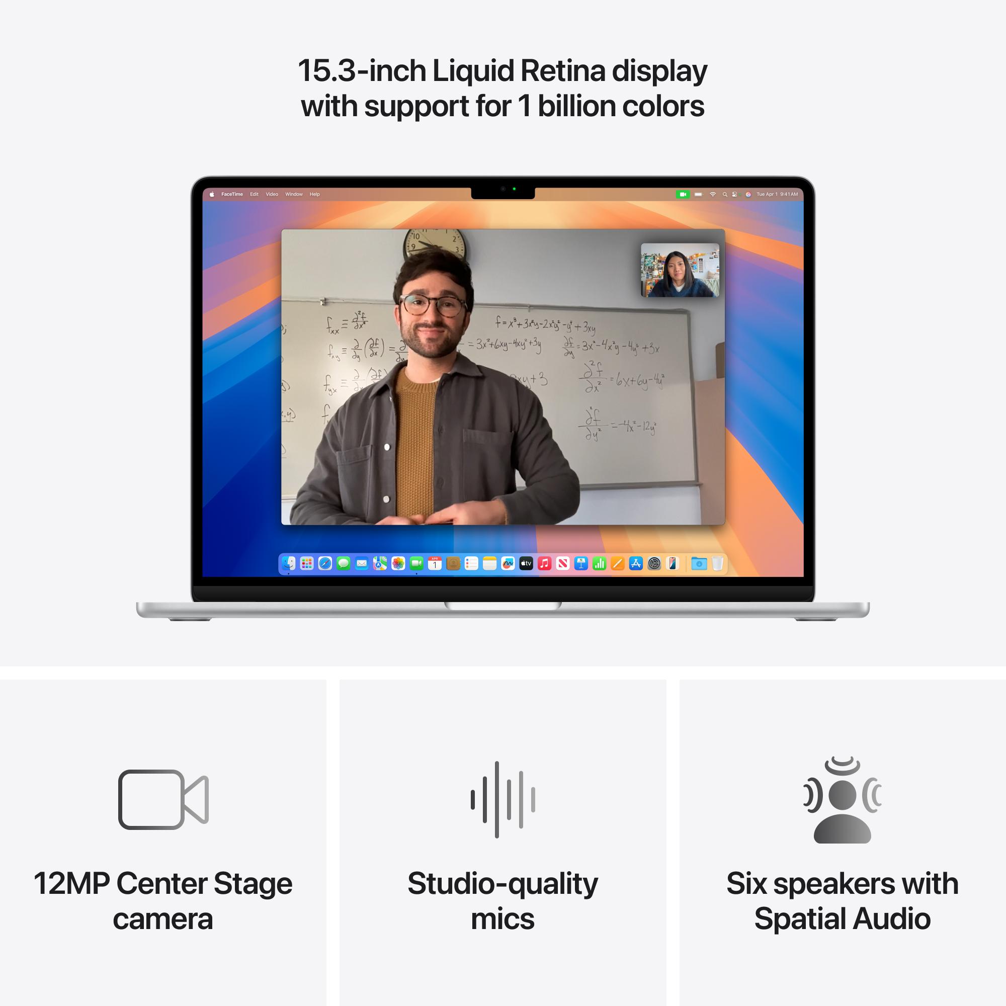 Apple MacBook Air (2025) 15 in. Notebook with Apple Intelligence, Apple M4 10-Core CPU, 10-Core GPU, 16 GB RAM, 256 GB SSD, up to 18 Hrs. of Battery Life & Mac OS - Silver, Silver, hires