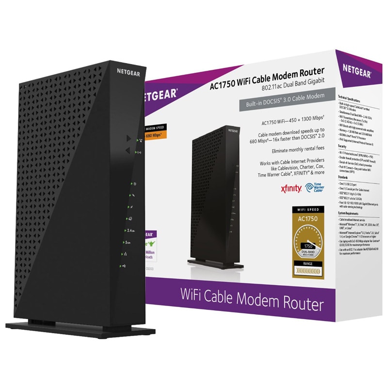 Netgear DOCSIS 3.0 High Speed Modem Integrated AC1750 Router, , hires