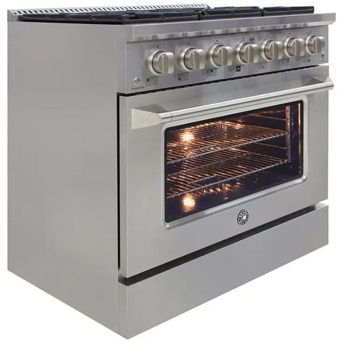 Brama 36 in. 5.2 cu. ft. Standard Convection Gas Range with 6 Sealed Burners - Stainless Steel, , hires