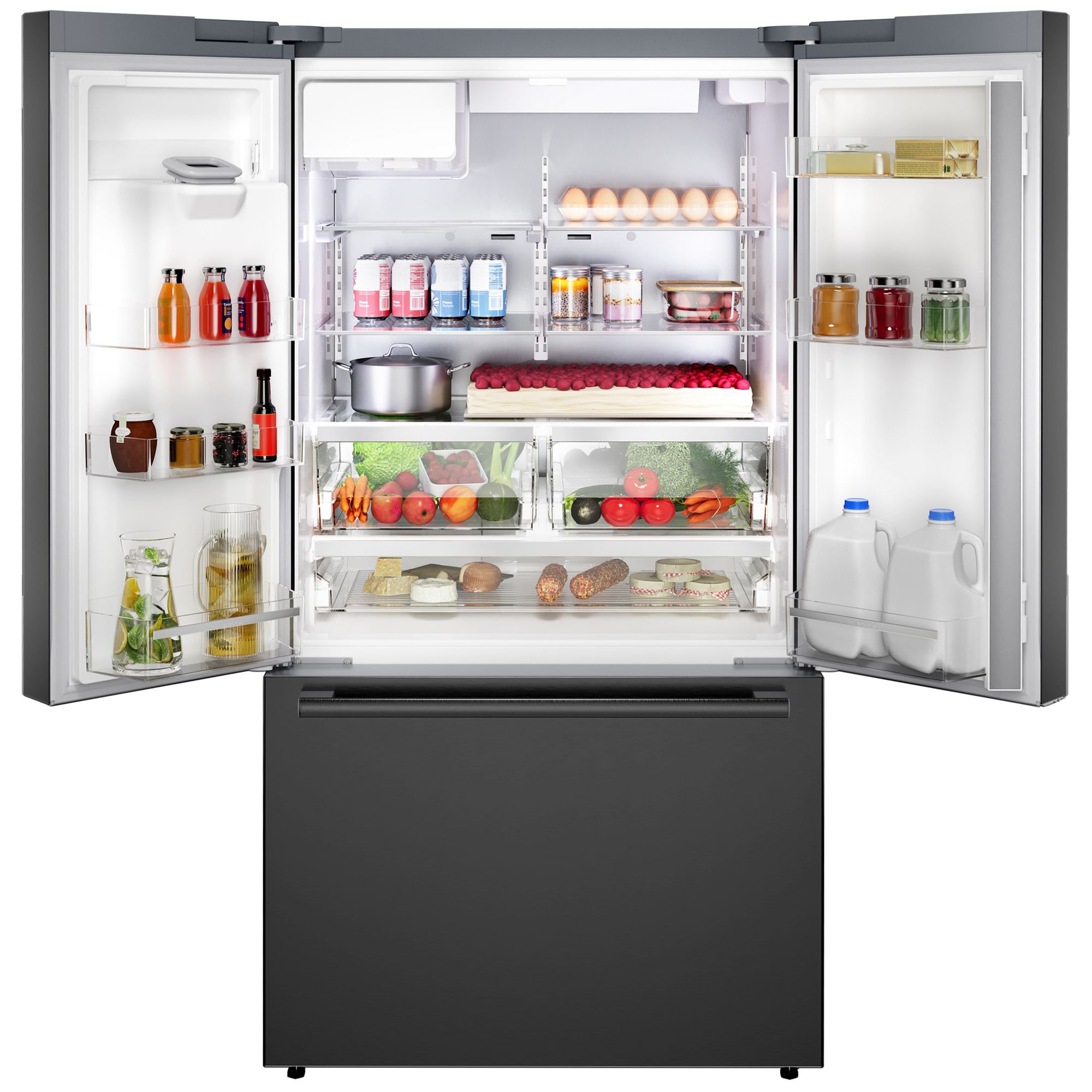 Bosch 500 Series 36 in. 26 cu. ft. Smart French Door Refrigerator with Ice & Water Dispenser - Black Stainless Steel, , hires
