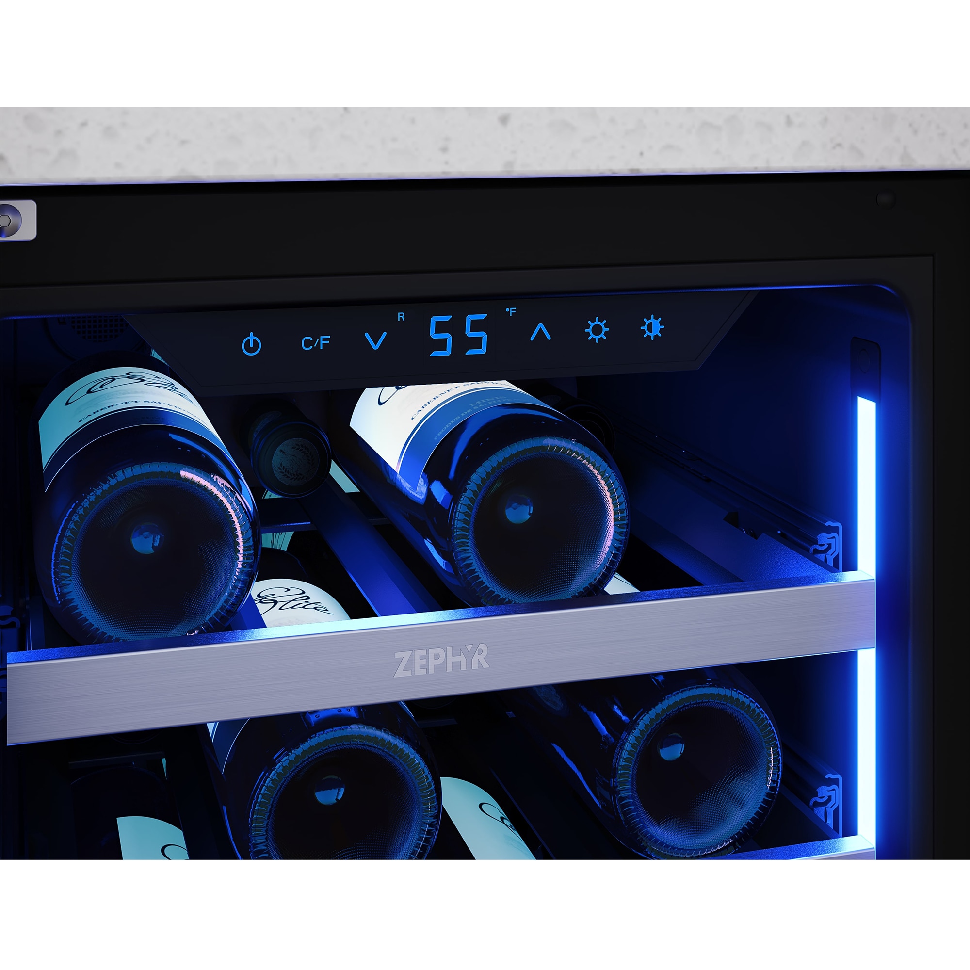 Zephyr Presrv Series 15 in. Undercounter Wine Cooler with Wood Racks, Single Temperature Zone & 27 Bottle Capacity - Stainless Steel, , hires