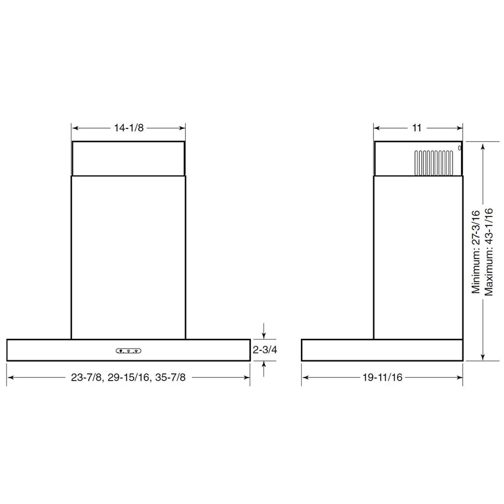 Broan Elite EW43 Series 30 in. Convertible Chimney Style Range Hood with 460 CFM, 3 Fan Speeds & 1 LED Light - Black Stainless, , hires
