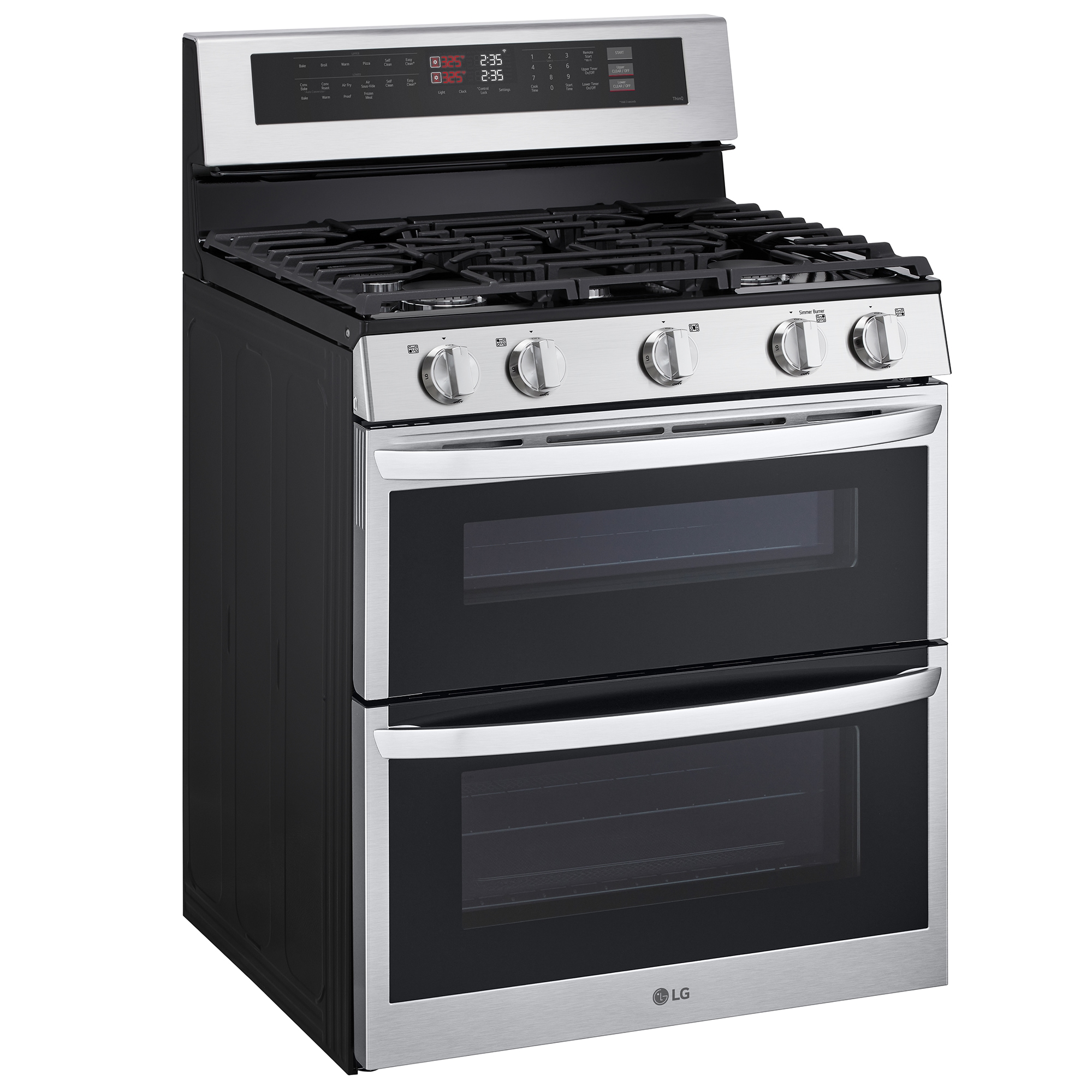 LG 30 in. 6.9 cu. ft. Smart Air Fry True European Convection Double Oven Gas Range with 5 Sealed Burners - Stainless Steel, , hires