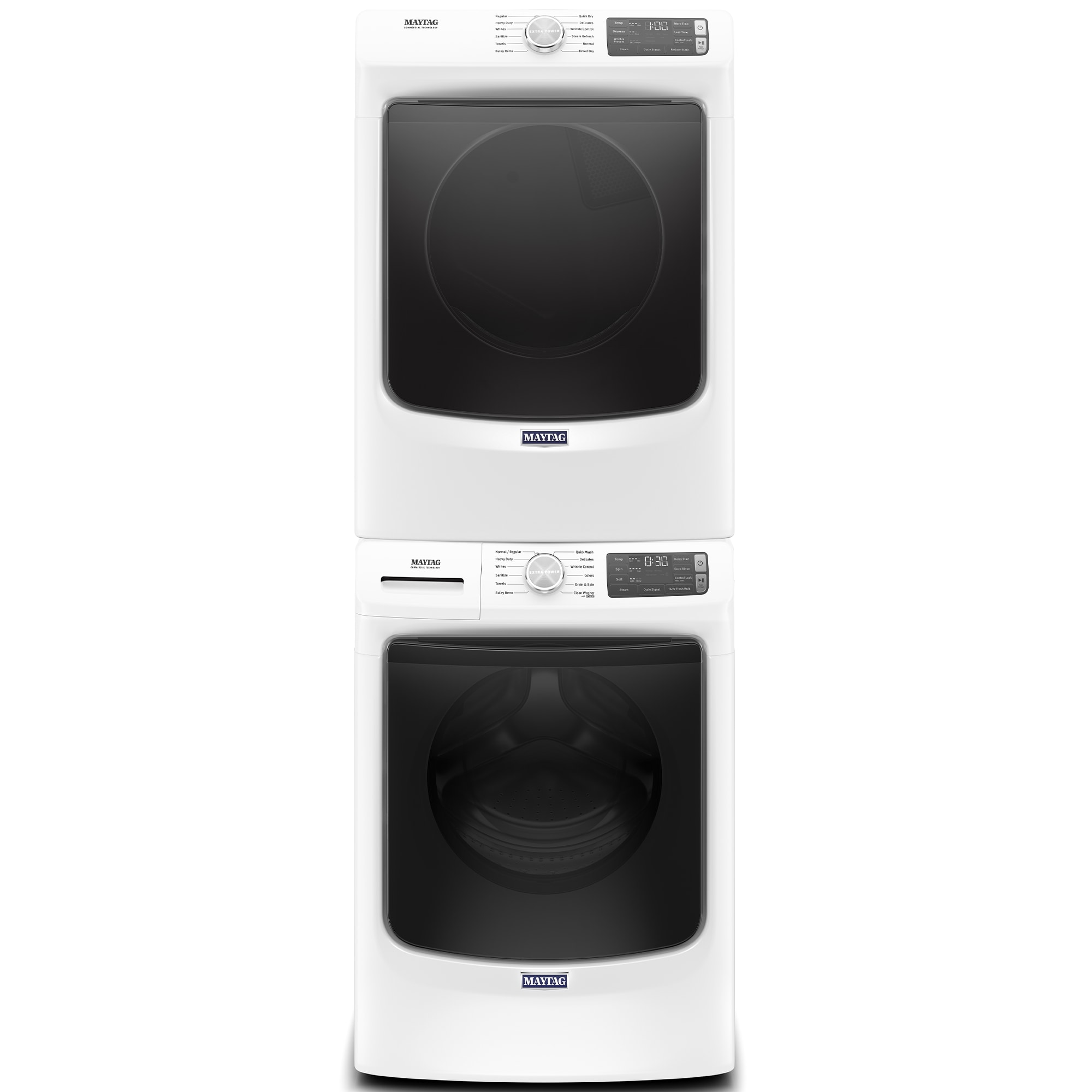Maytag 27 in. 7.3 cu. ft. Stackable Gas Dryer with Extra Power, Sanitize, Steam & Quick Dry Cycle - White, White, hires