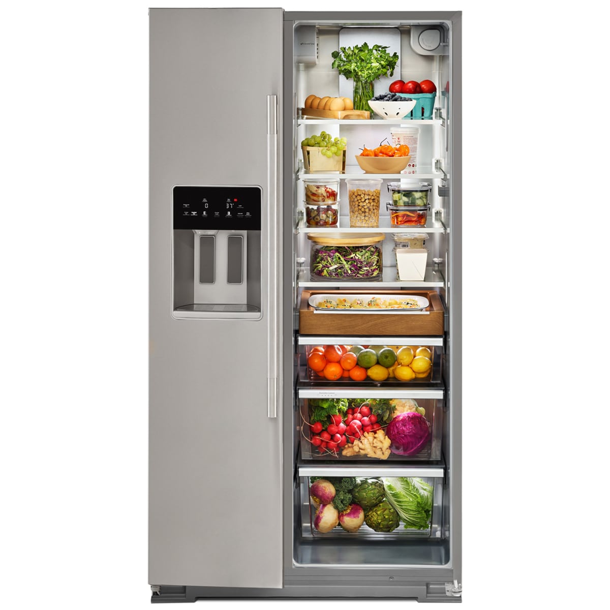 KitchenAid 36 in. 20.8 cu. ft. Counter Depth Side-by-Side Refrigerator with Ice & Water Dispenser - Fingerprint Resistant Stainless Steel, Fingerprint Resistant Stainless, hires