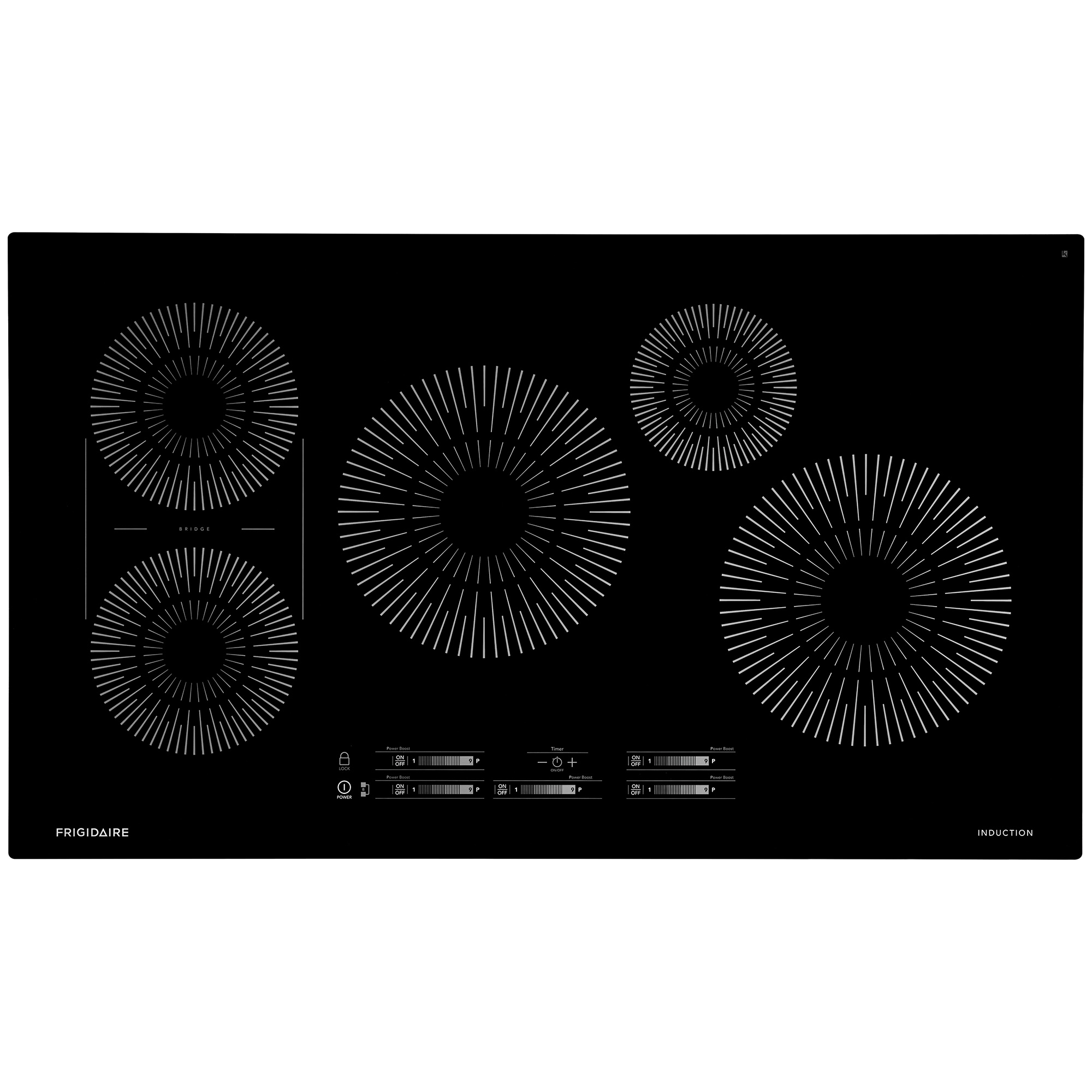Frigidaire 36 in. 5-Burner Induction Cooktop with Simmer Burner & Power Burner - Black, , hires