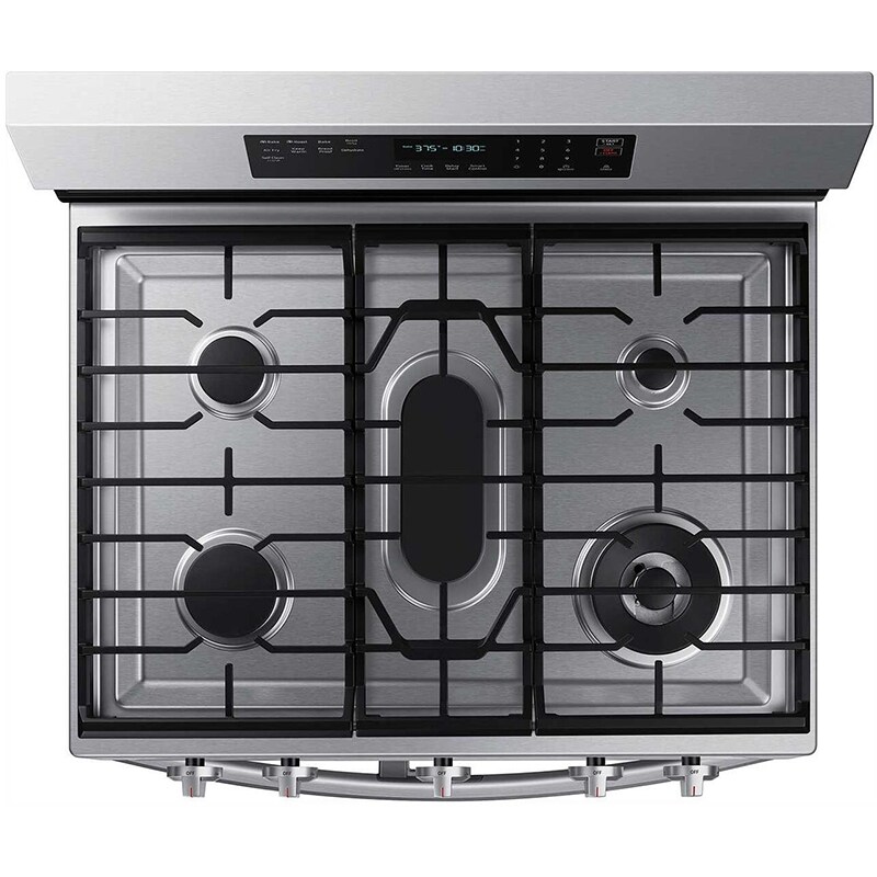 Samsung 30 in. 6 cu. ft. Smart Air Fry True European Convection Double Oven Gas Range with 5 Sealed Burners & Griddle - Stainless Steel, Stainless Steel, hires