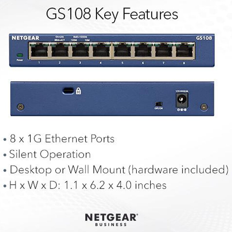 NETGEAR - 8-Port 10/100/1000 Gigabit Ethernet Unmanaged Switch - Blue, , hires