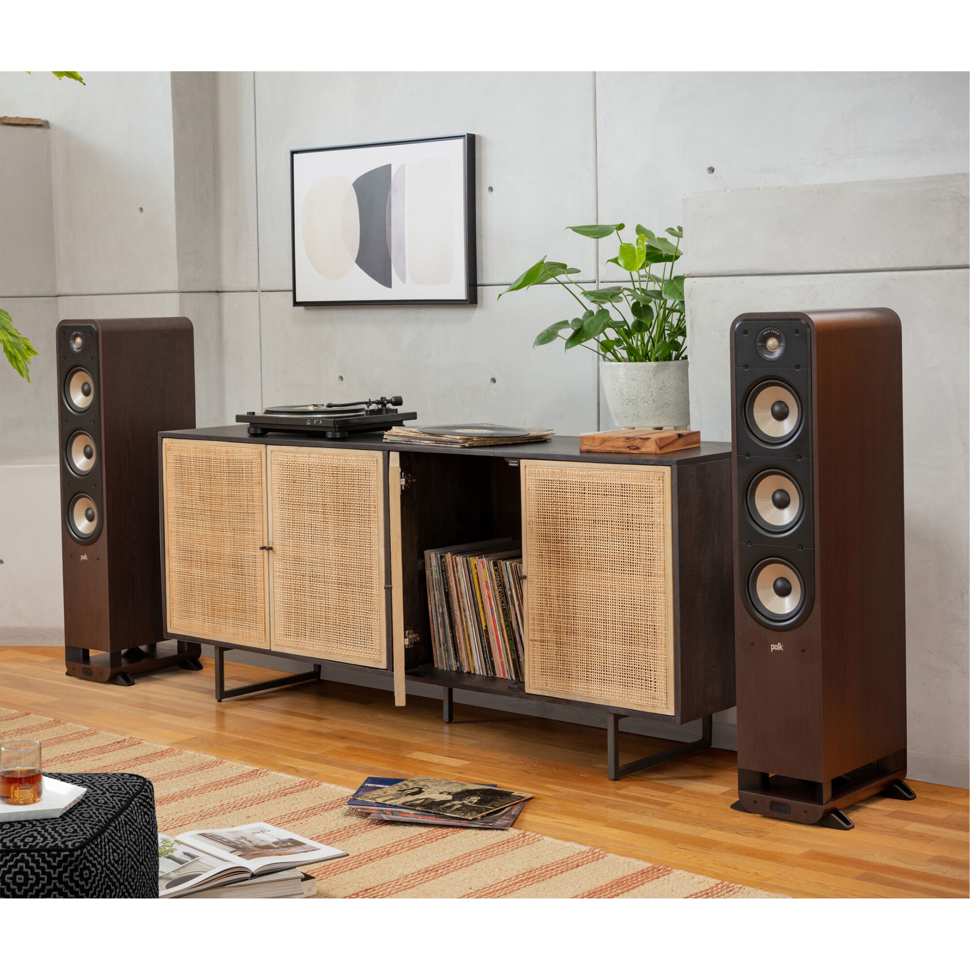 Polk Signature Elite ES60 High-Quality Large Floor-Standing Tower Speaker - Brown, Brown, hires
