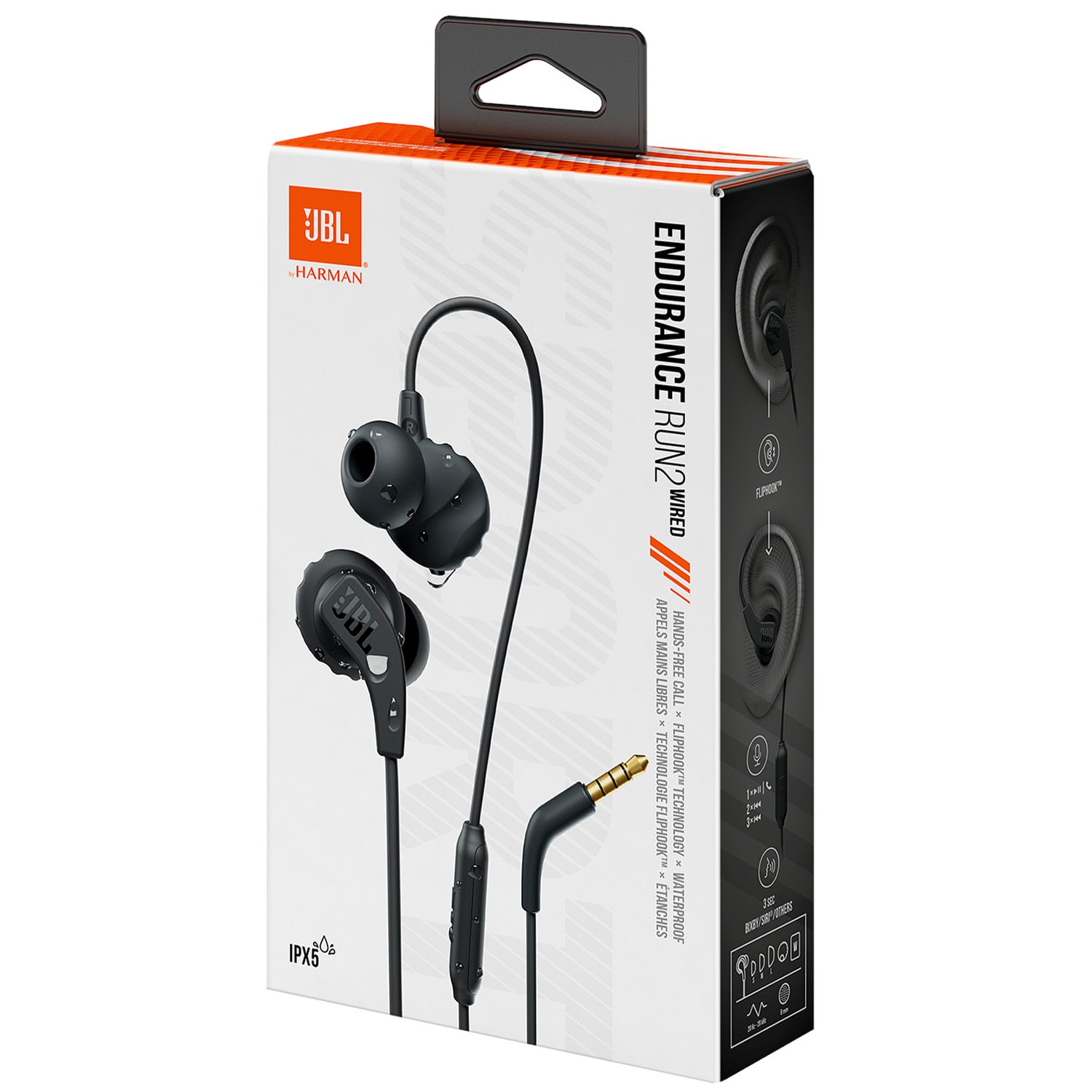 JBL Endurance Run 2 Wired In-Ear Sports Earphones (Black), , hires
