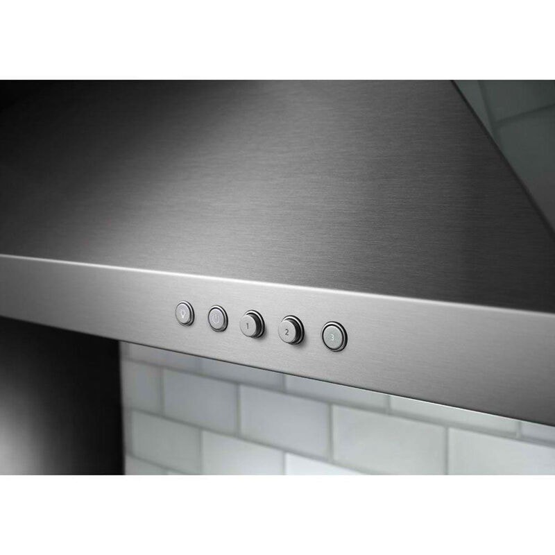 KitchenAid 30 in. Convertible Chimney Style Range Hood with 400 CFM, 3 Fan Speeds & 2 LED Lights - Stainless Steel, , hires