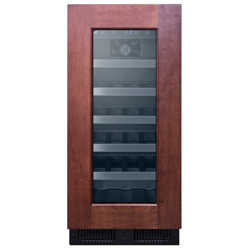Summit 15 in. Undercounter Wine Cooler with Wood Racks, Single Temperature Zone & 23-Bottle Capacity - Custom Panel Ready, , hires