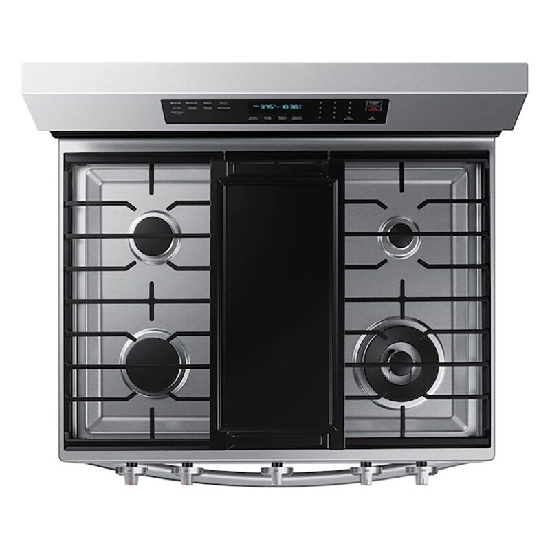 Samsung 30 in. 6 cu. ft. Smart Air Fry True European Convection Gas Range with 5 Sealed Burners & Griddle - Stainless Steel, Stainless Steel, hires