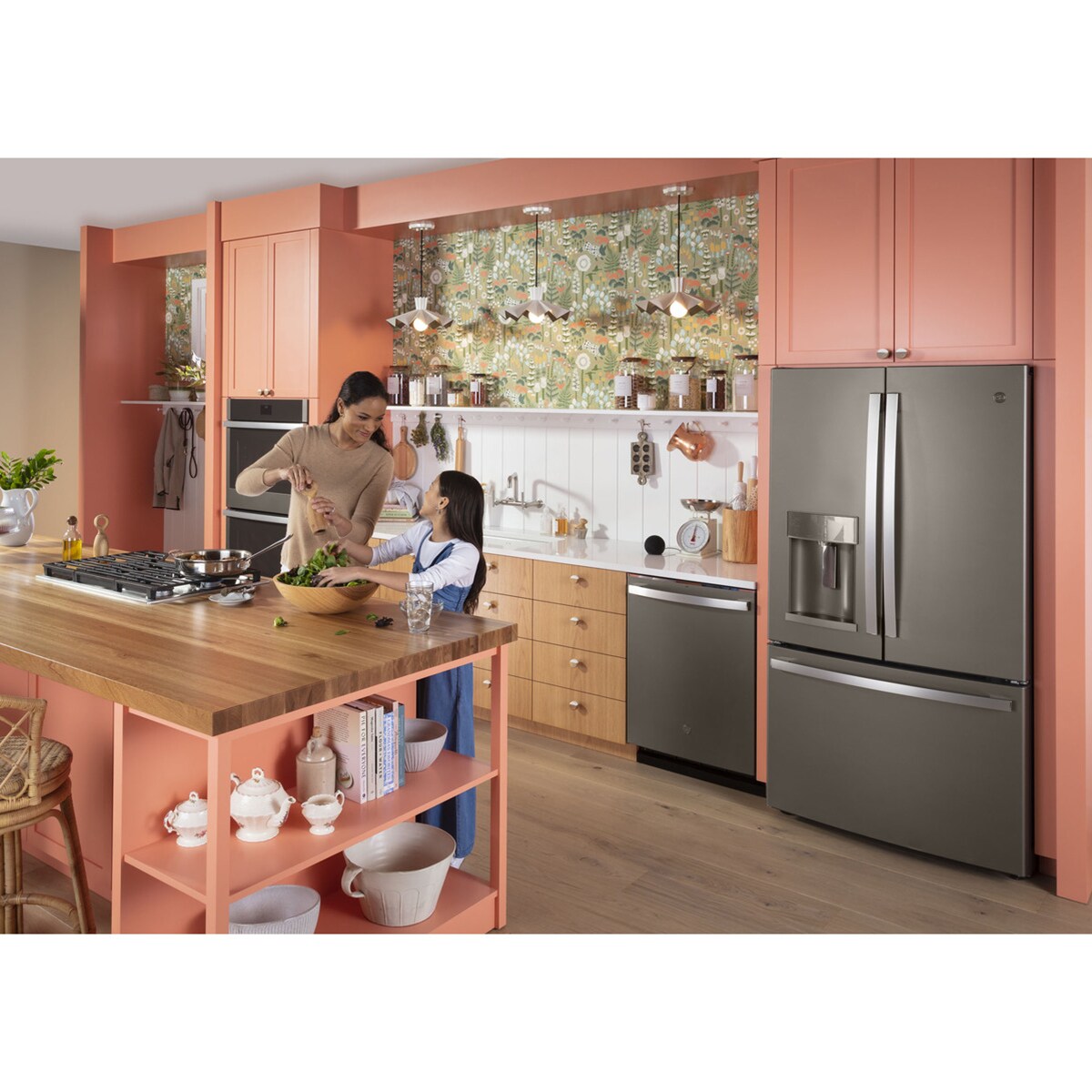 GE 36 in. 27.7 cu. ft. French Door Refrigerator with Ice & Water Dispenser - Fingerprint Resistant Slate, Slate, hires