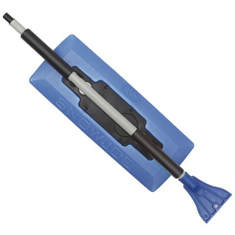 Snow Joe 4-In-1 Telescoping Snow Broom & Ice Scraper with 18 in. Foam Head and Headlights - Blue, , hires