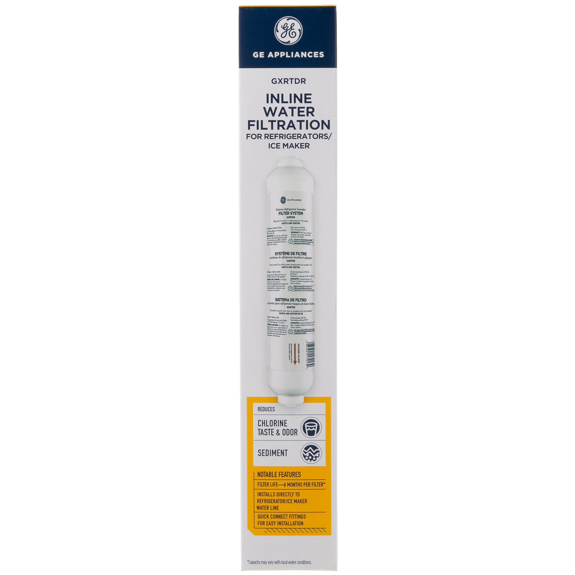 GE In-Line Water Filtration System for Refrigerators or Icemakers - White, , hires