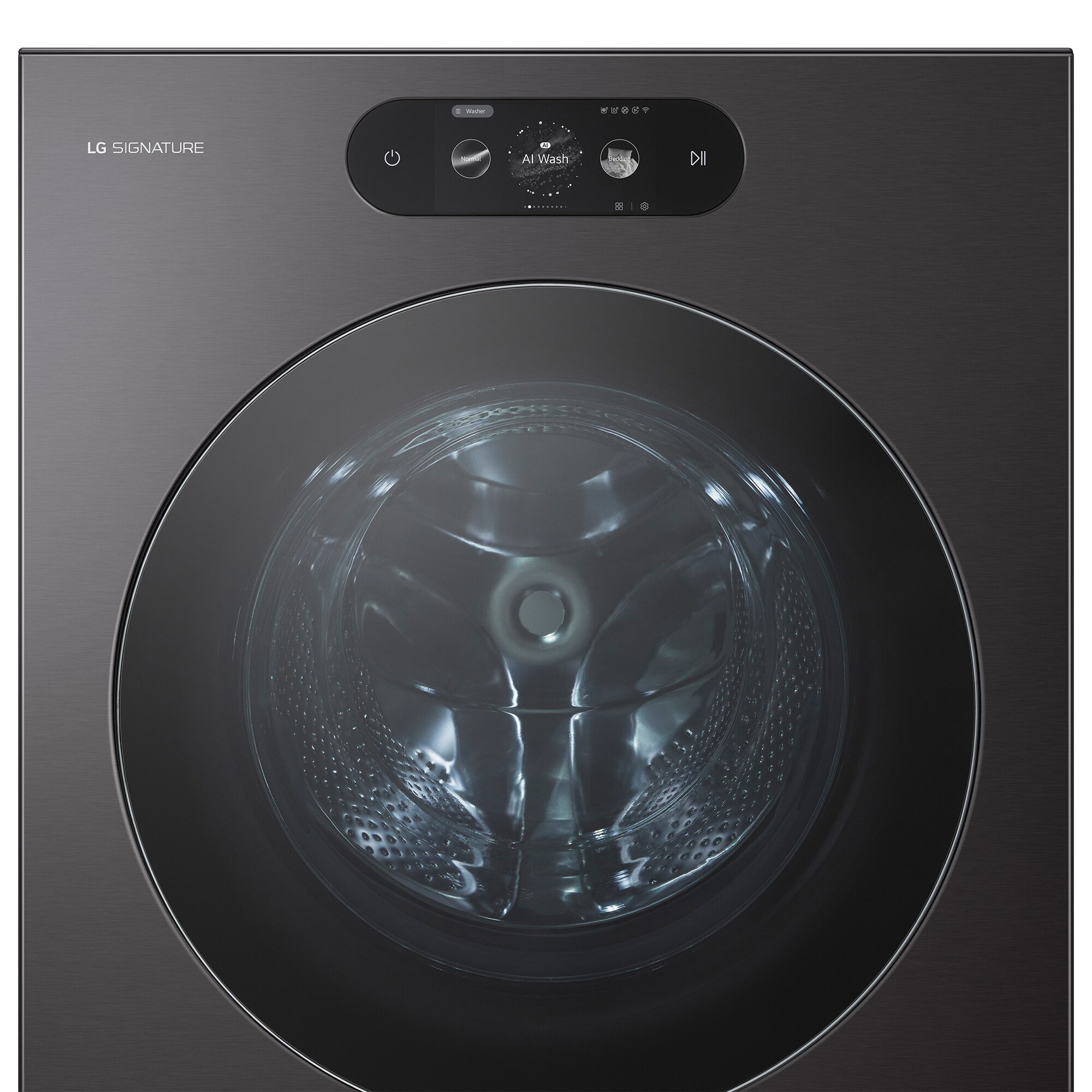 LG 29 in. 5.8 cu. ft. Smart Stackable Front Load Washer with Built-In Intelligence, TurboWash 360, EZ Dispense, Sanitize & Steam Cycle - Brushed Black Steel, , hires