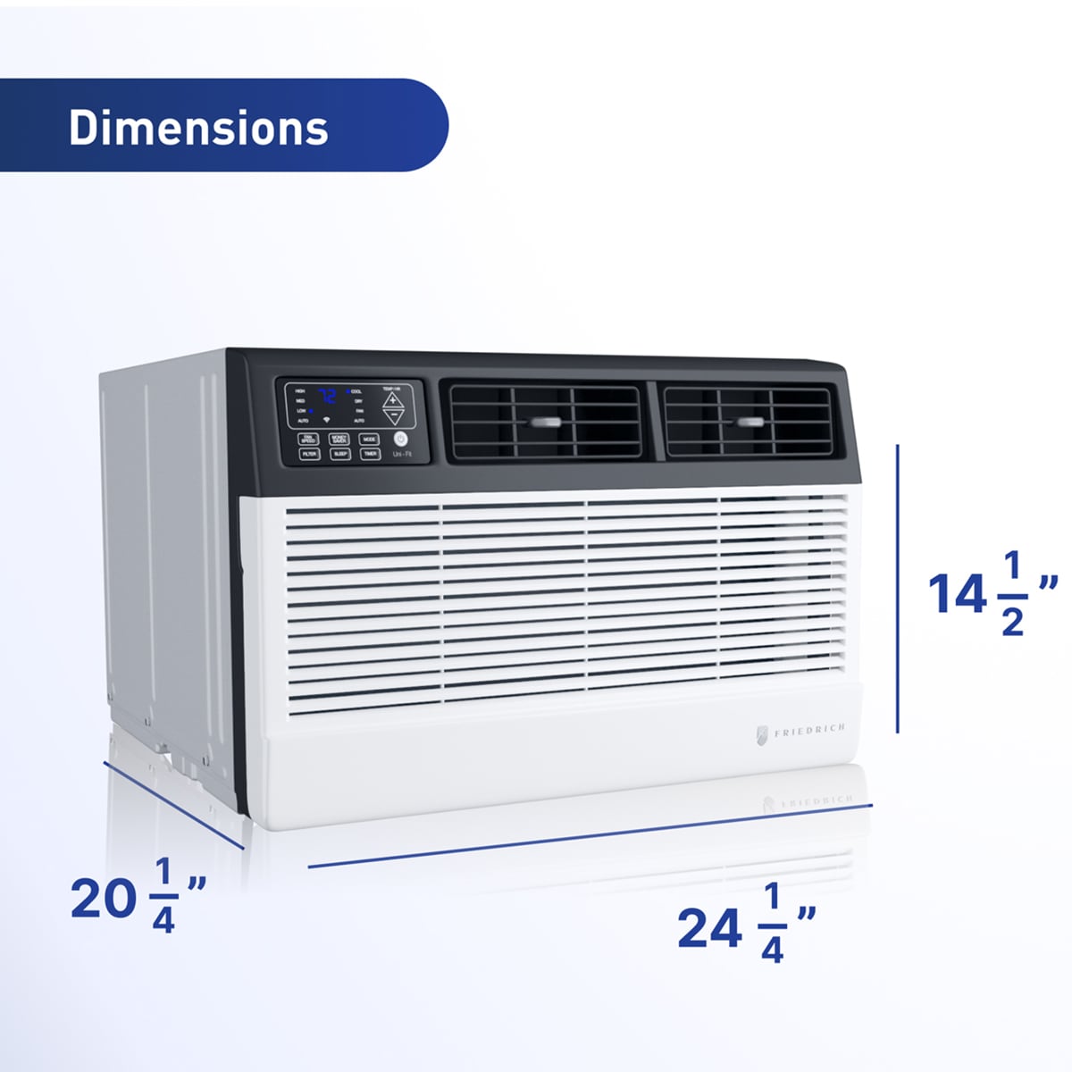 Friedrich Uni-Fit Series 14,000 BTU 230V Smart Through-the-Wall Air Conditioner with Electric Heat, 3 Fan Speeds, Remote Control - White, , hires
