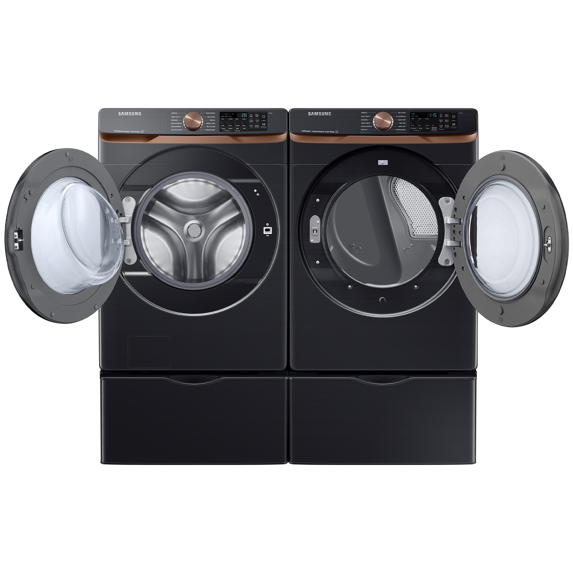 Samsung 27 in. 7.5 cu. ft. Smart Stackable Electric Dryer with Sanitize+, Steam Cycle & Sensor Dry - Brushed Black, Brushed Black, hires