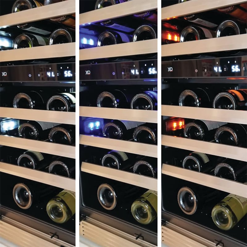 XO 24 in. Undercounter Wine Cooler with Metal Racks, Dual Temperature Zones & 46 Bottle Capacity Right Hinged - Stainless Steel, Stainless Steel, hires