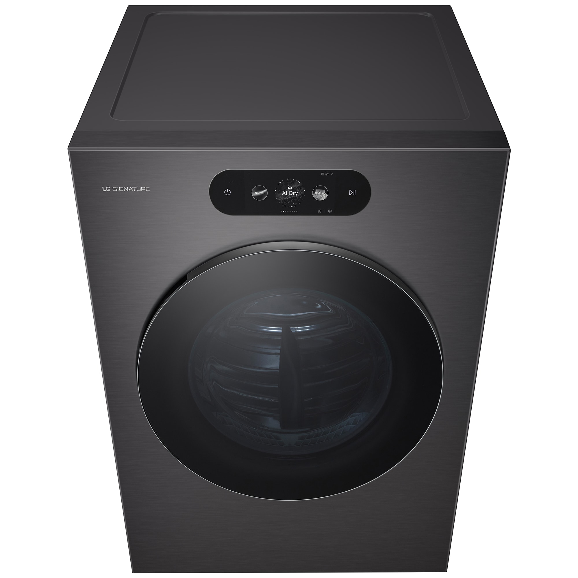 LG Signature 29 in. 9.0 cu. ft. Smart Stackable Gas Dryer with Built-In Intelligence, TurboSteam, AI Sensor Dry & Sanitize Cycle - Brushed Black Steel, , hires