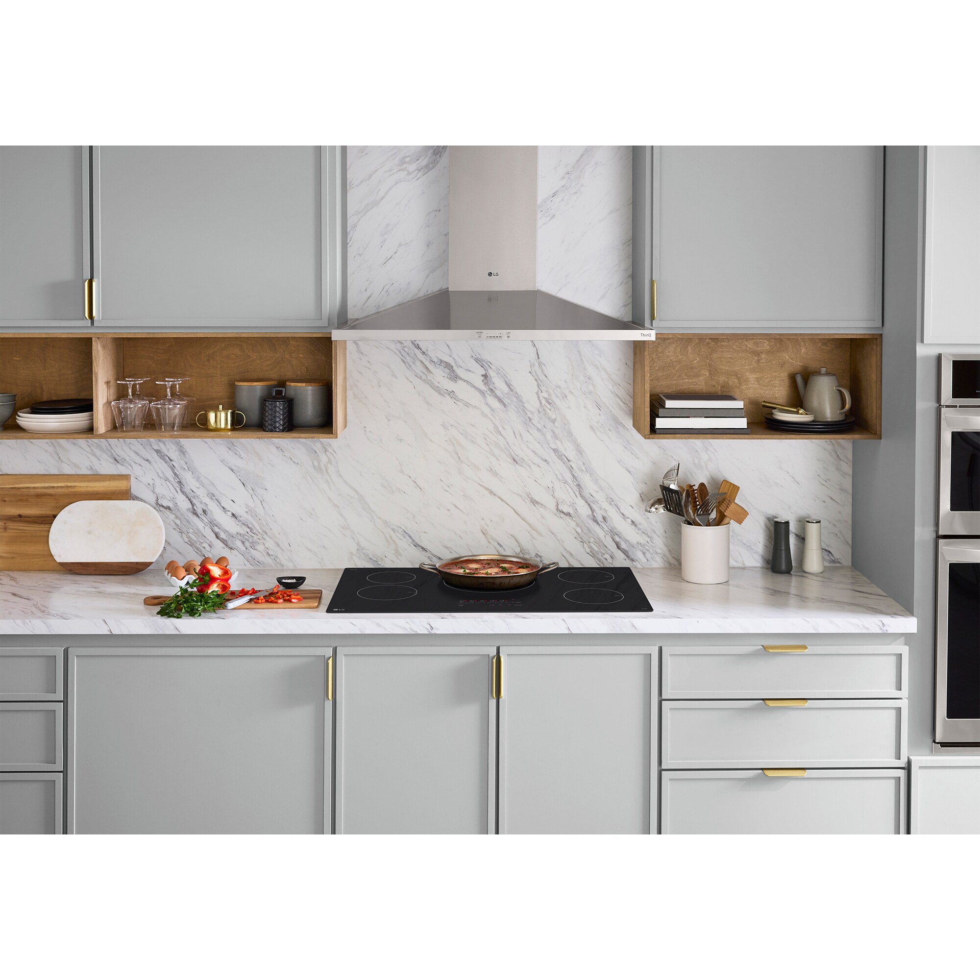 LG 36 in. 5-Burner Smart Induction Cooktop with Simmer Burner & Power Burner - Black, , hires