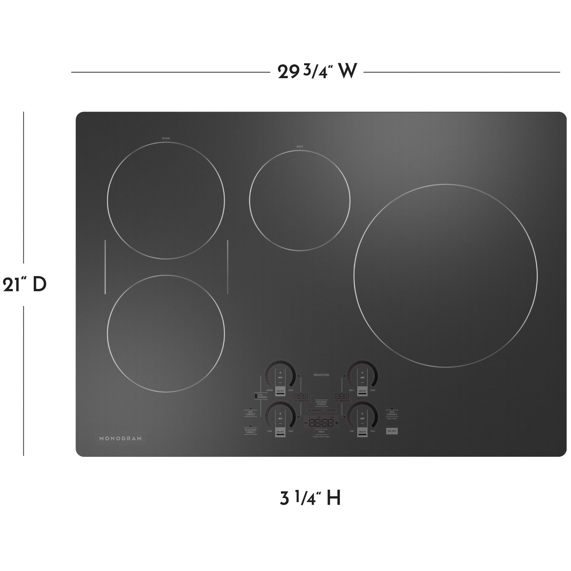 Monogram 30 in. 4-Burner Smart Induction Cooktop with Power Burner - Graphite Black, , hires