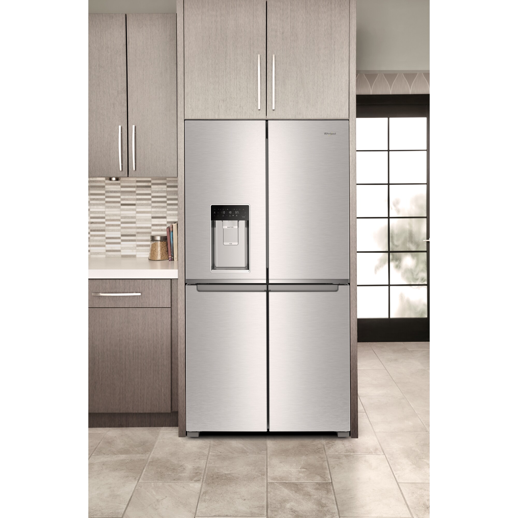 Whirlpool 36 in. 19.1 cu. ft. Counter Depth 4-Door French Door Refrigerator with Ice & Water Dispenser - Fingerprint Resistant Stainless Steel, , hires