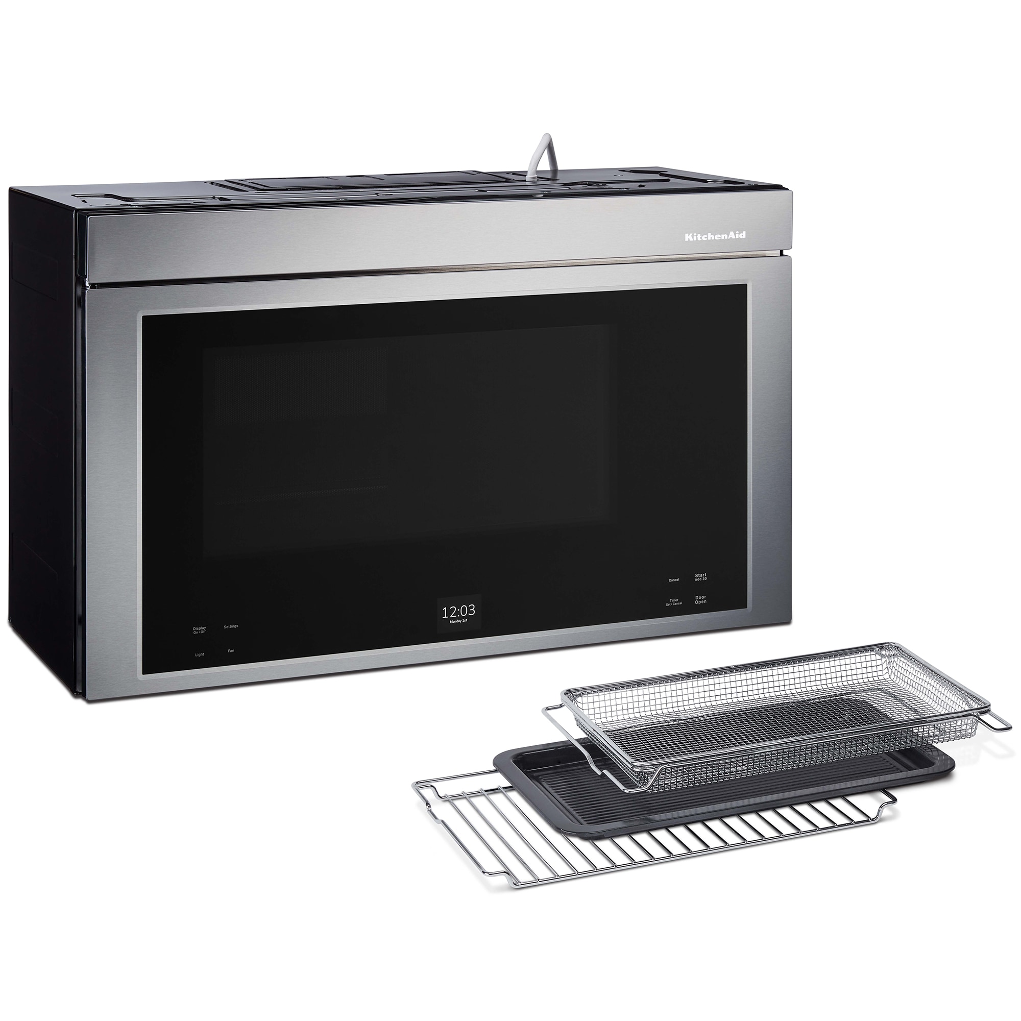 KitchenAid 30 in. 1.1 cu. ft. 950W Smart Over-the-Range Microwave with 400 CFM, Convection & Sensor Cooking - Stainless Steel, Stainless Steel, hires