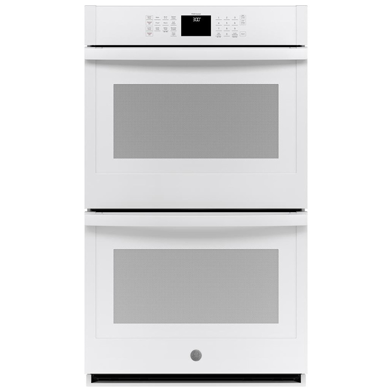 GE 30 in. 10 cu. ft. Smart Top Control Electric Double Wall Oven - White, White, hires
