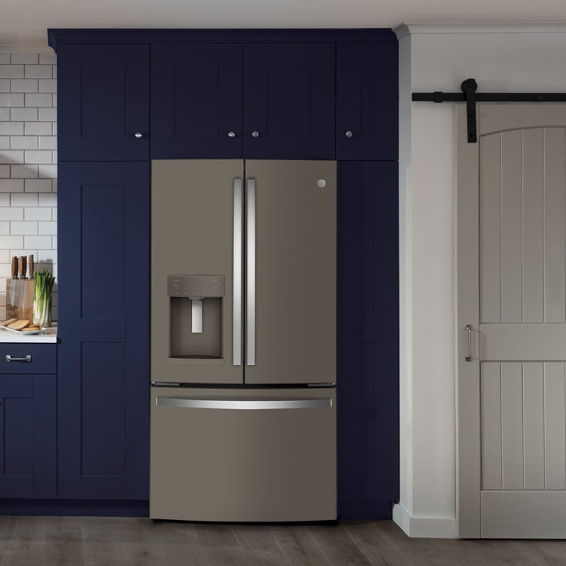 GE 36 in. 22.1 cu. ft. Counter Depth French Door Refrigerator with Ice & Water Dispenser - Fingerprint Resistant Slate, Slate, hires