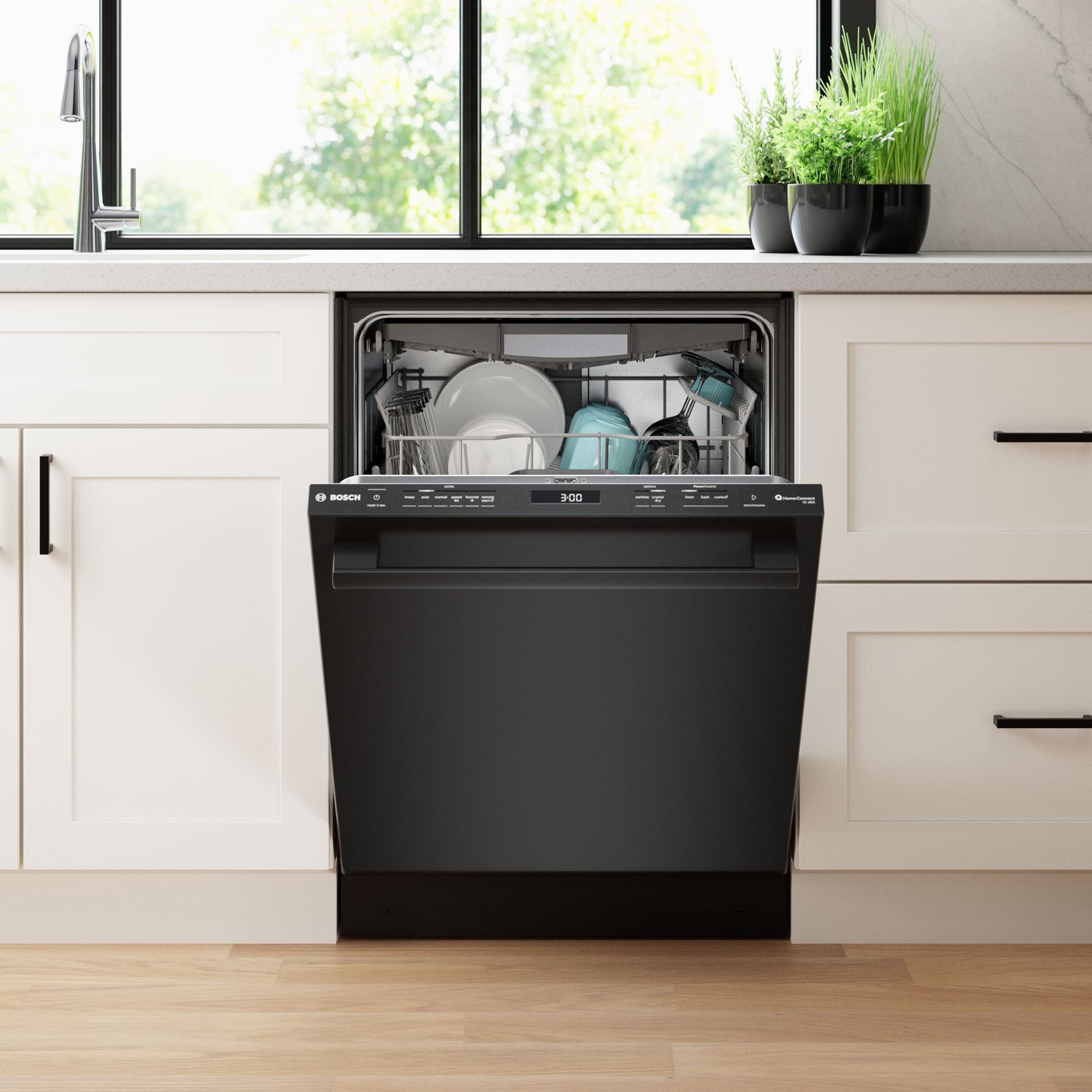 Bosch 800 Series 24 in. Top Control Smart Dishwasher with 42 dBa Sound Level, 3rd-Rack & CrystalDry - Black Stainless, Black Stainless, hires