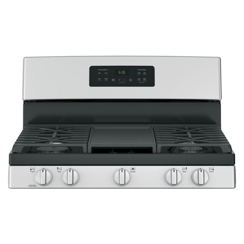 GE 30 in. 5 cu. ft. Gas Range with 5 Sealed Burners & Griddle - Stainless Steel, Stainless Steel, hires