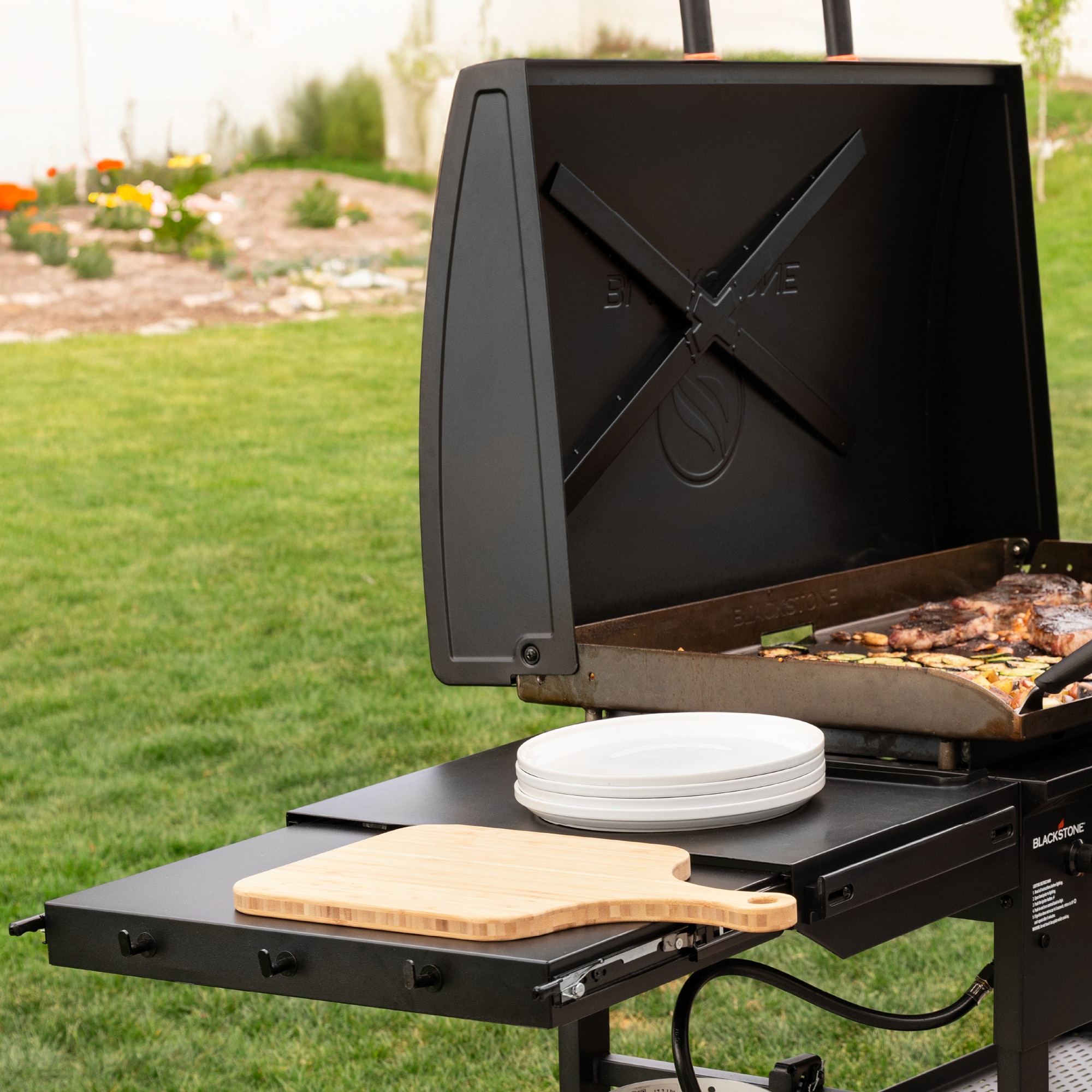 Blackstone 36 in. 4-Burner Liquid Propane Gas Flat Top Griddle with Side Tables and 768 sq. in. Cooking Surface - Black, , hires