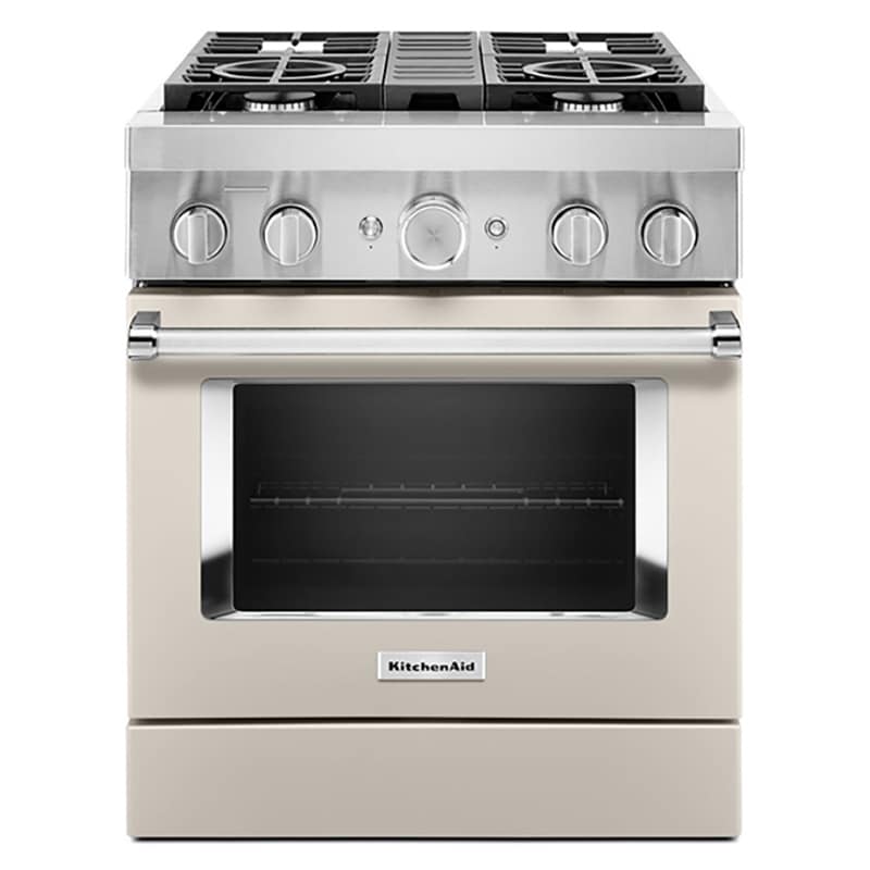 KitchenAid 30 in. 4.1 cu. ft. Smart True European Convection Dual Fuel Range with 4 Sealed Burners - Milkshake, , hires