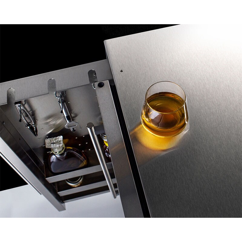 Summit 24 in. 3.1 cu. ft. Undercounter Refrigerator with Slide-Out Storage Compartment - Stainless Steel, , hires