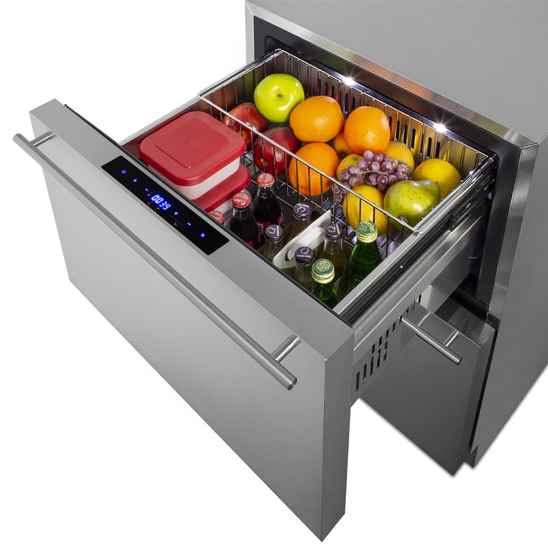 Summit 24 in. 3.9 cu. ft. Double Refrigerator & Freezer Drawer - Stainless Steel/Panel Ready, , hires