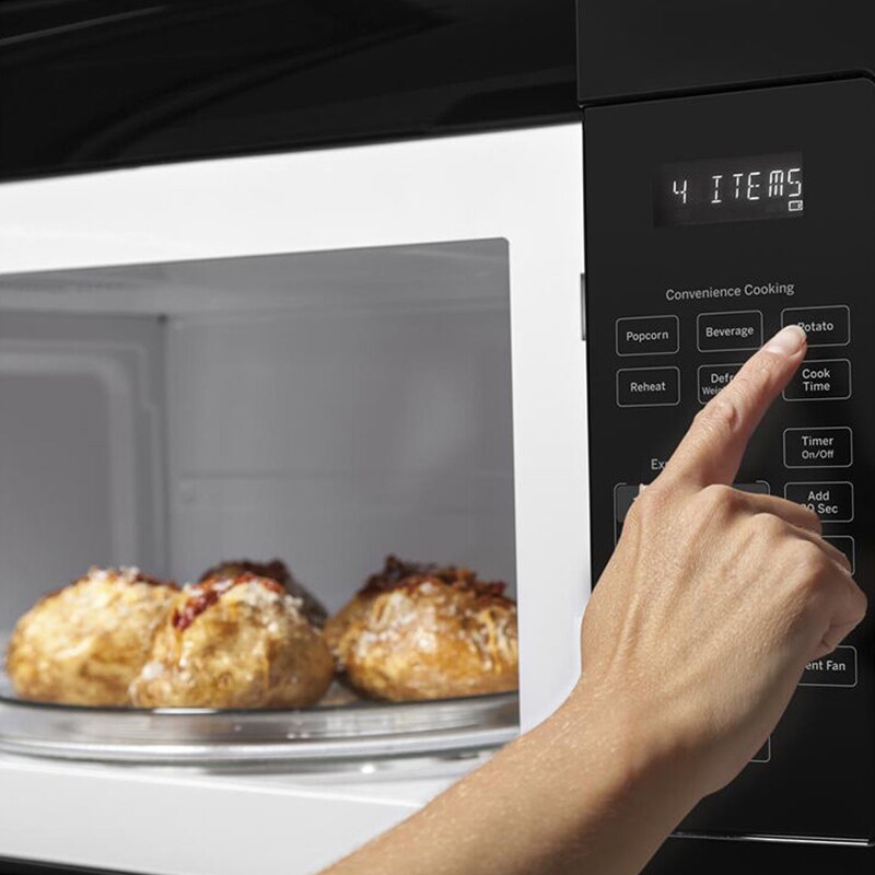 GE 30 in. 1.6 cu. ft. 1000W Over-the-Range Microwave with 300 CFM - Black, Black, hires