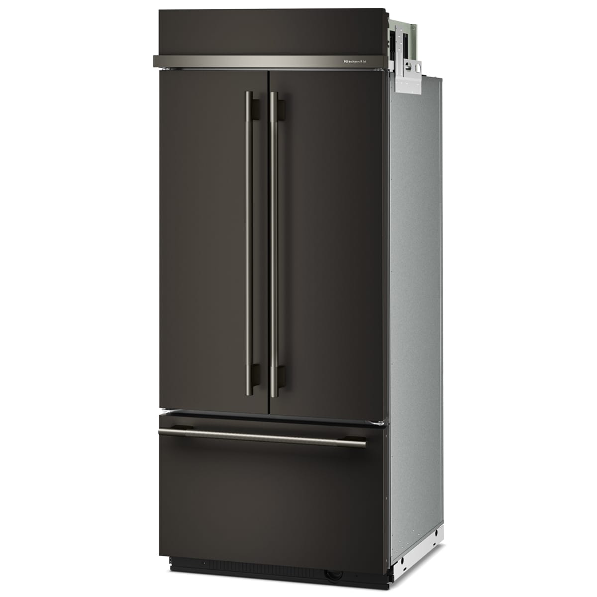 KitchenAid 36 in. 20.8 cu. ft. Built-In Counter Depth French Door Refrigerator with Ice Maker - Black Ore, Black Ore, hires