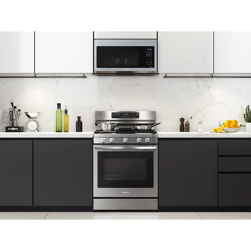 Samsung 30 in. 6 cu. ft. Smart Air Fry True European Convection Gas Range with 5 Sealed Burners & Griddle - Stainless Steel, Stainless Steel, hires