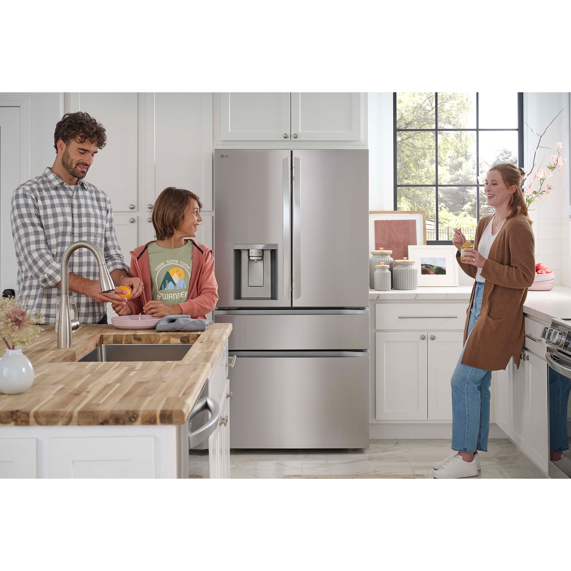 LG 36 in. 24.5 cu. ft. Smart Counter Depth 4-Door French Door Refrigerator with Ice & Water Dispenser - PrintProof Stainless Steel, , hires