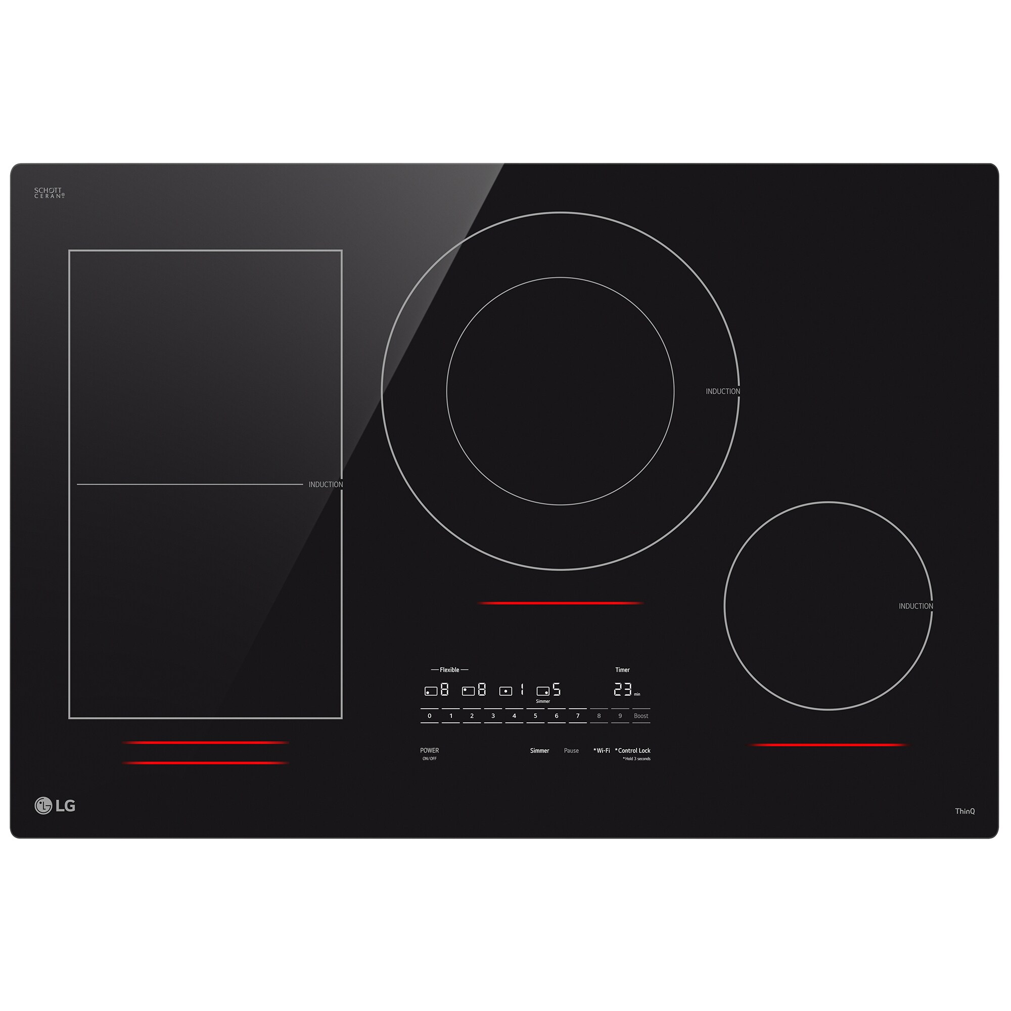 LG 30 in. 4-Burner Smart Induction Cooktop with SmoothTouch Controls, Simmer Burner & Power Burner - Black, , hires