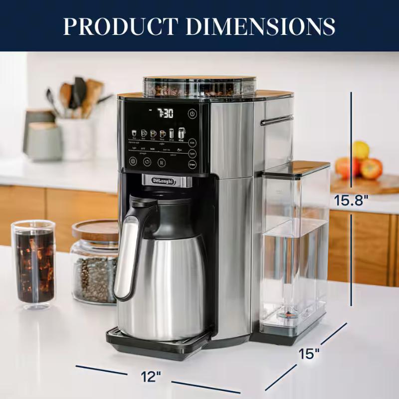 De Longhi TrueBrew Drip Coffee Maker with Carafe - Stainless Steel/Silver, , hires