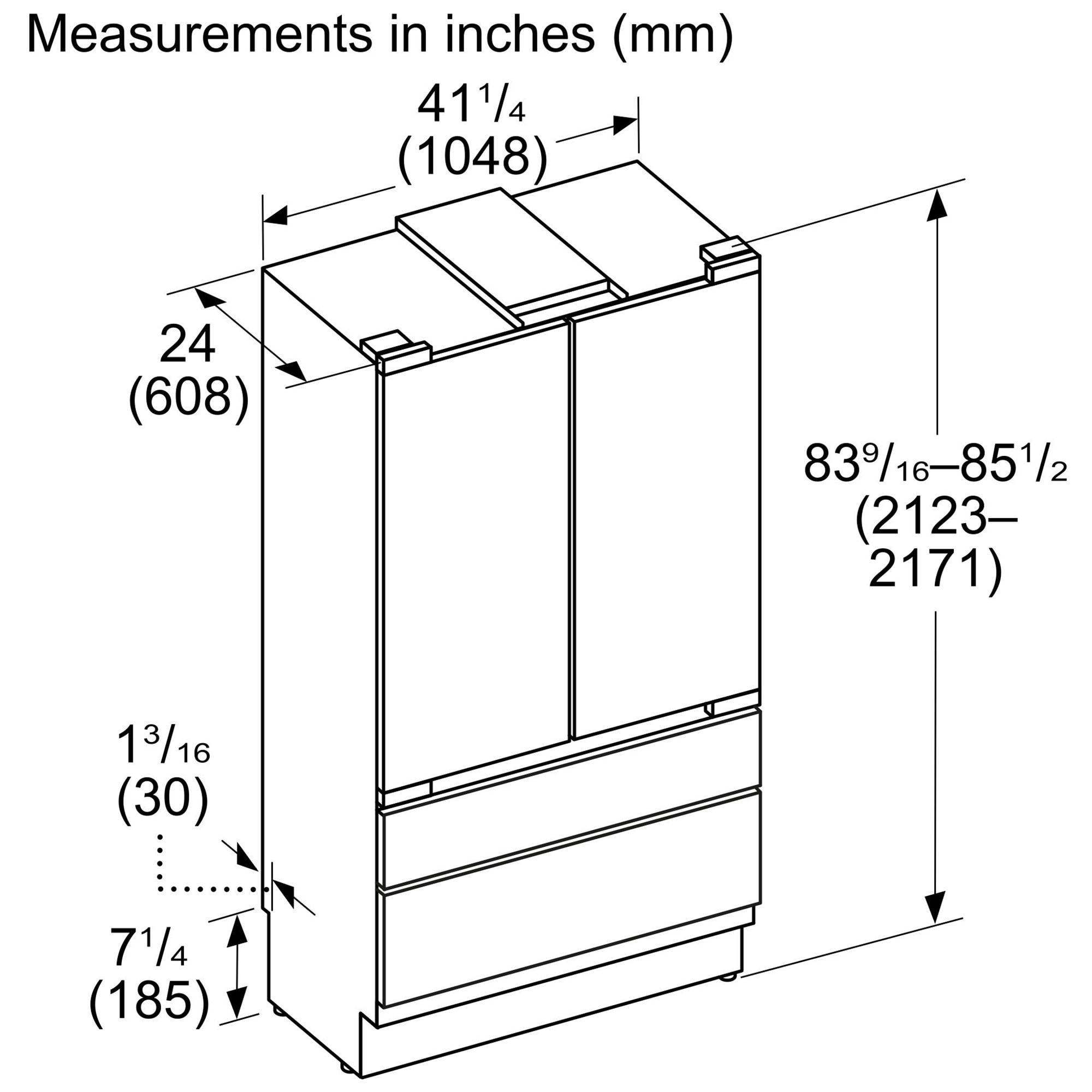 Thermador Freedom Collection 42 in. 23.9 cu. ft. Built-In Smart Counter Depth 4-Door French Door Refrigerator with Internal Water Dispenser - Custom Panel Ready, Custom Panel Required, hires