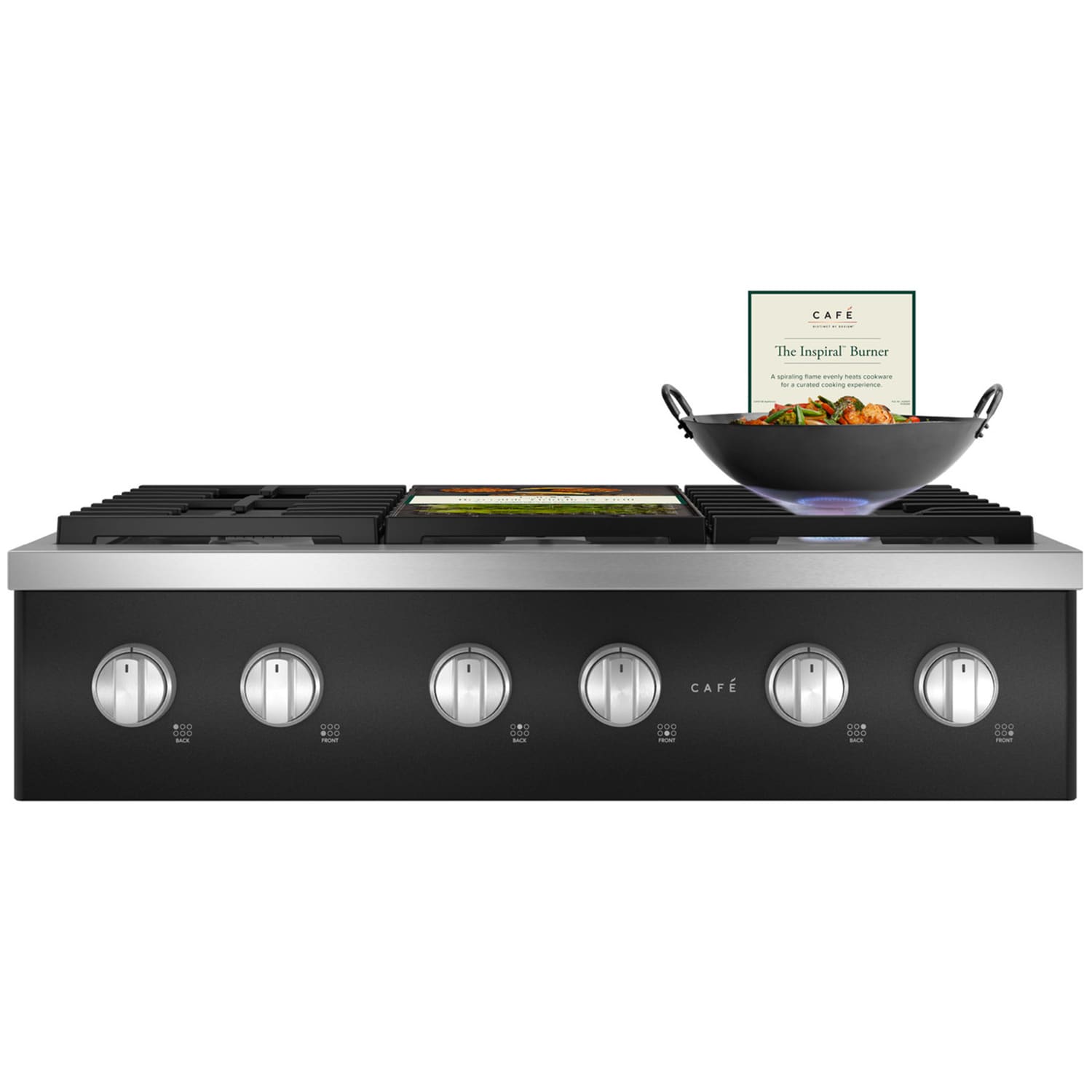Cafe 36 in. 6-Burner Natural Gas Rangetop with Simmer Burner & Power Burner - Matte Black, Matte Black, hires