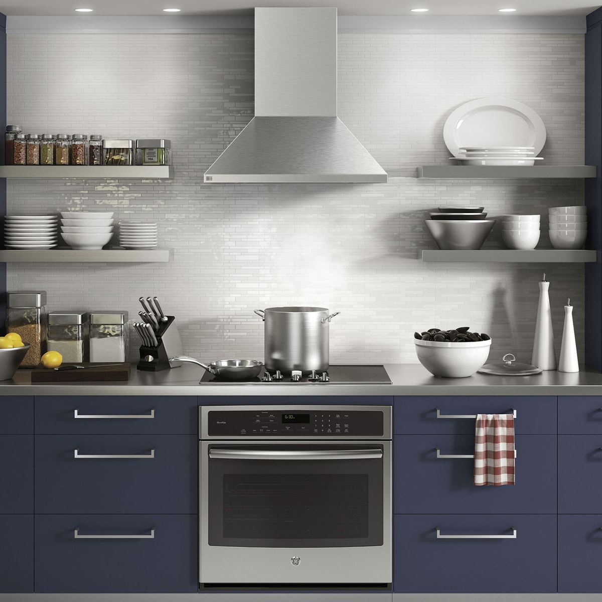 GE Profile 30 in. Smart Convertible Chimney Style Range Hood with 610 CFM, 4 Fan Speeds & 2 LED Lights - Stainless Steel, , hires