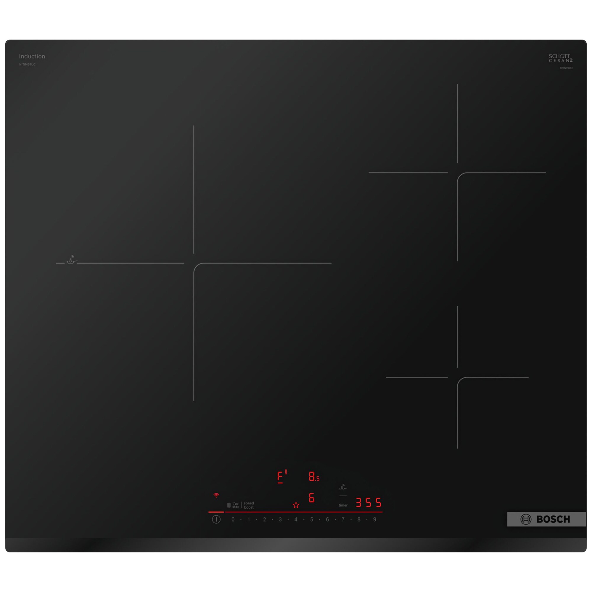 Bosch 800 Series 24 in. 3-Burner Smart Induction Cooktop with Simmer Burner & Power Burner - Black, , hires