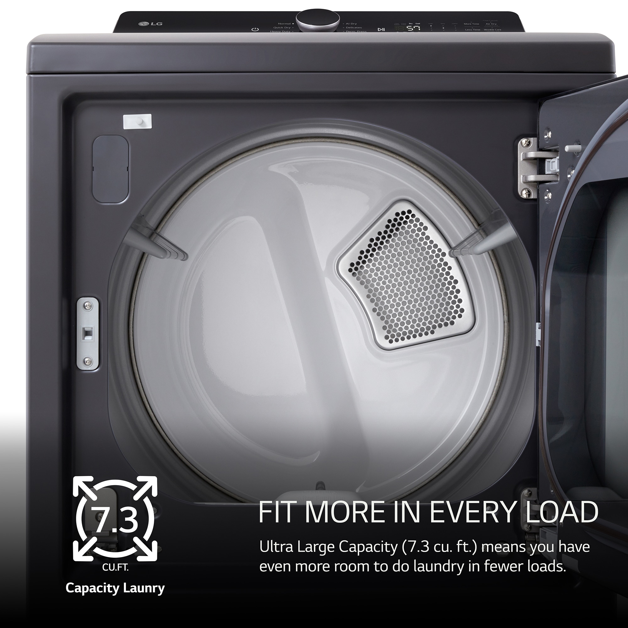 LG 27 in. 7.3 cu. ft. Smart Electric Dryer with EasyLoad Door & AI Sensor Dry - Matte Black, Matte Black, hires