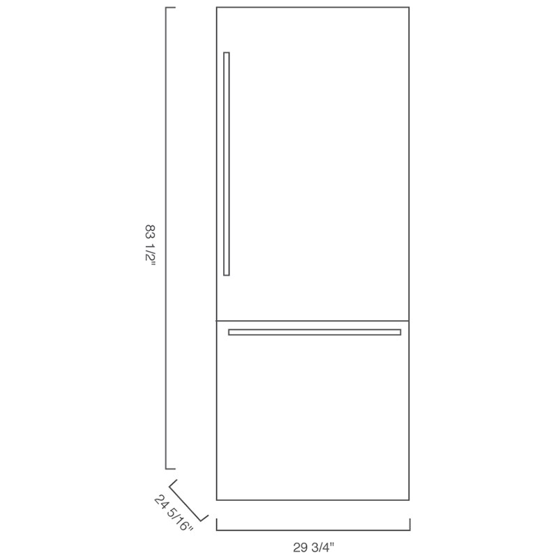 Blomberg 30 in. 16.4 cu. ft. Built-In Counter Depth Bottom Freezer Refrigerator with Internal Water Dispenser - Custom Panel Ready, , hires