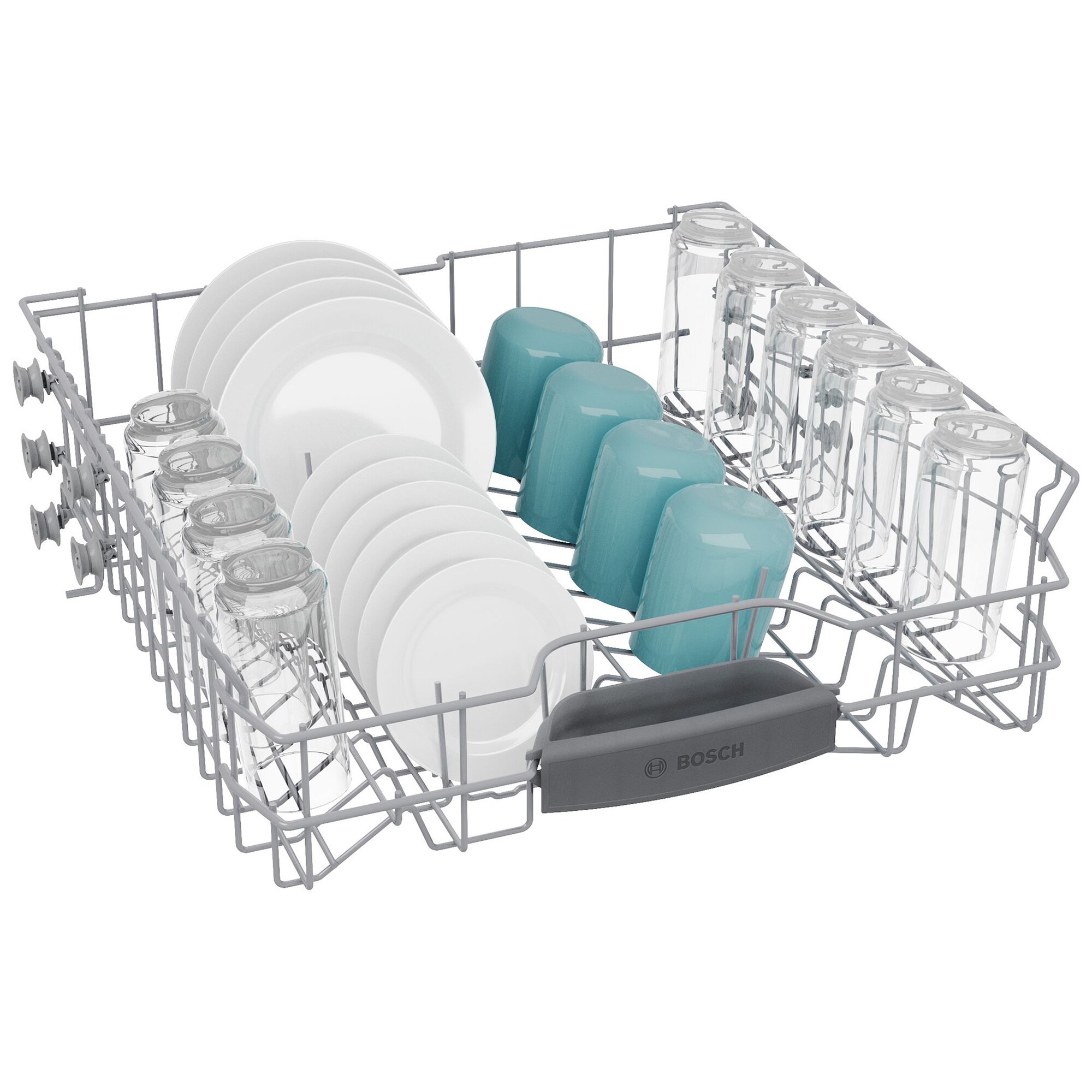 Bosch 300 Series 24 in. Front Control Smart Dishwasher with 48 dBA Sound Level, 3rd Rack, PureDry & Pocket Handle - White, White, hires
